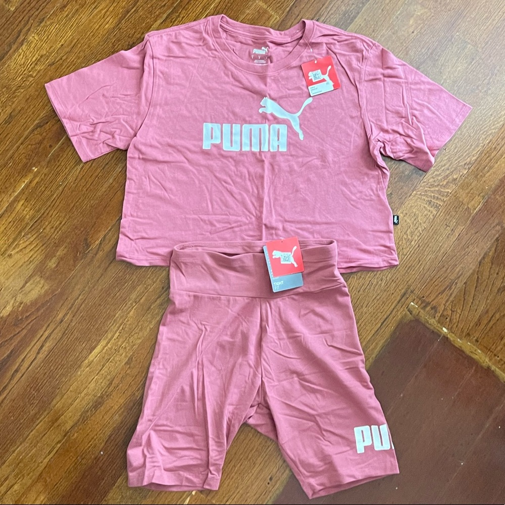 NWT!  PUMA Crop tee & Bike shorts set